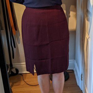 Vintage Dark Purple Wool Pencil Skirt